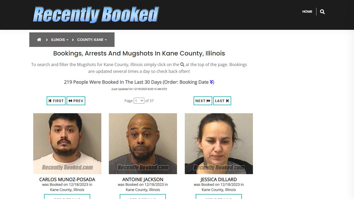Recent bookings, Arrests, Mugshots in Kane County, Illinois